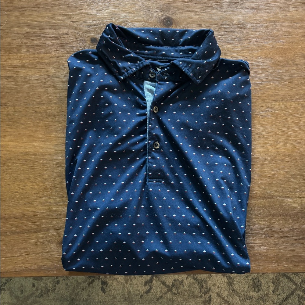 Fairway & Greene Blue Polka Dot Polo Shirt